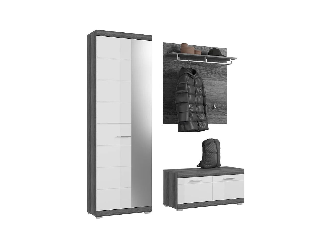 Ensemble d'entrée SCOTT – Meubles avec miroir et porte-manteaux