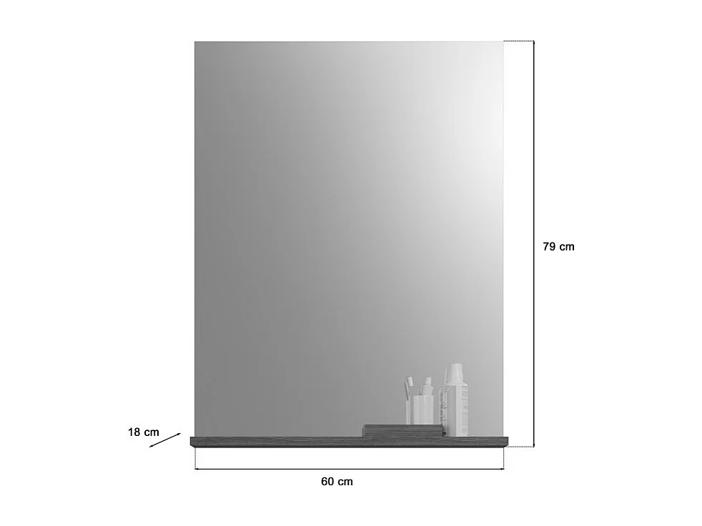 Miroir de salle de bain SCOTT – Gris foncé – 60x79x18 cm