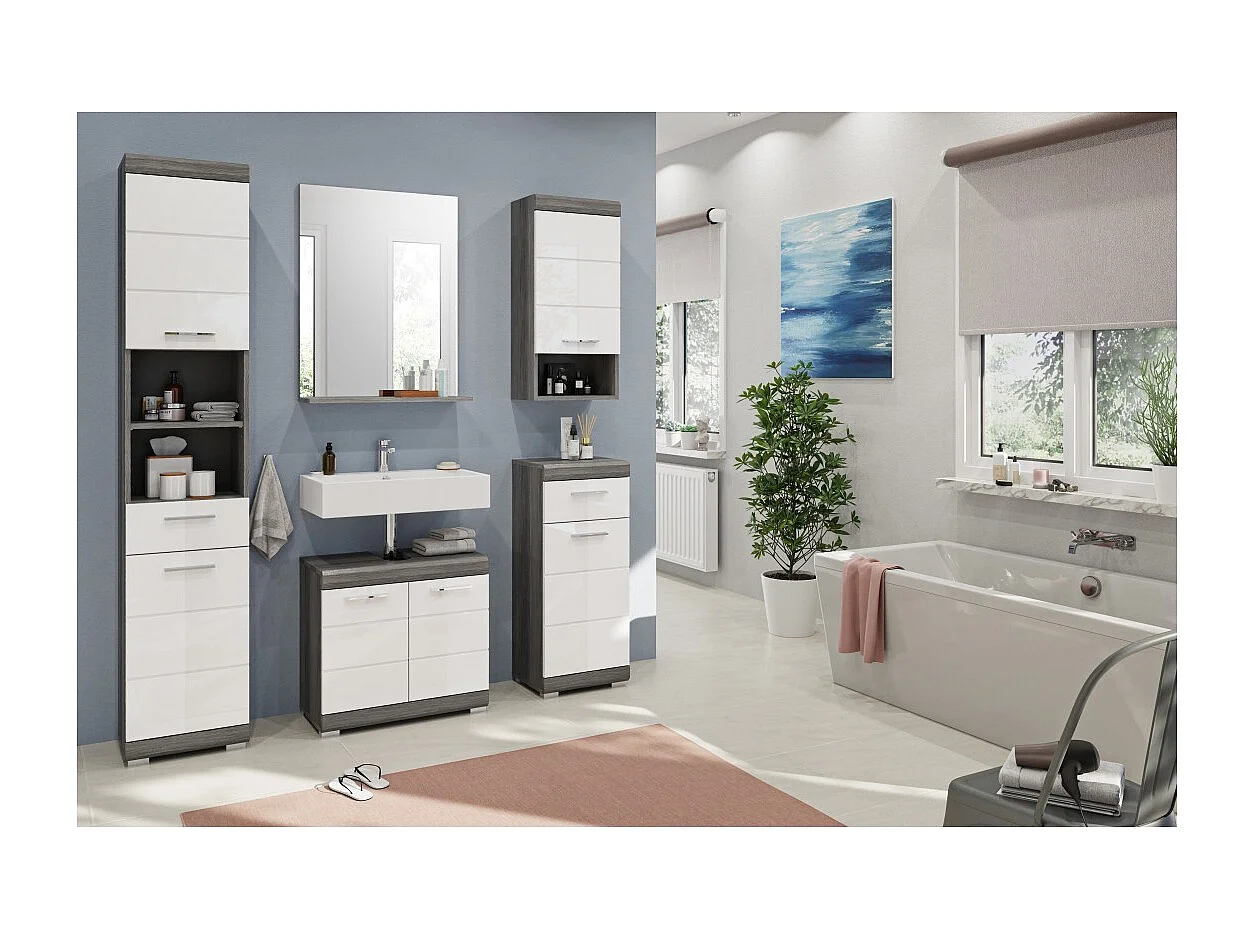 Miroir de salle de bain SCOTT – Gris foncé – 60x79x18 cm