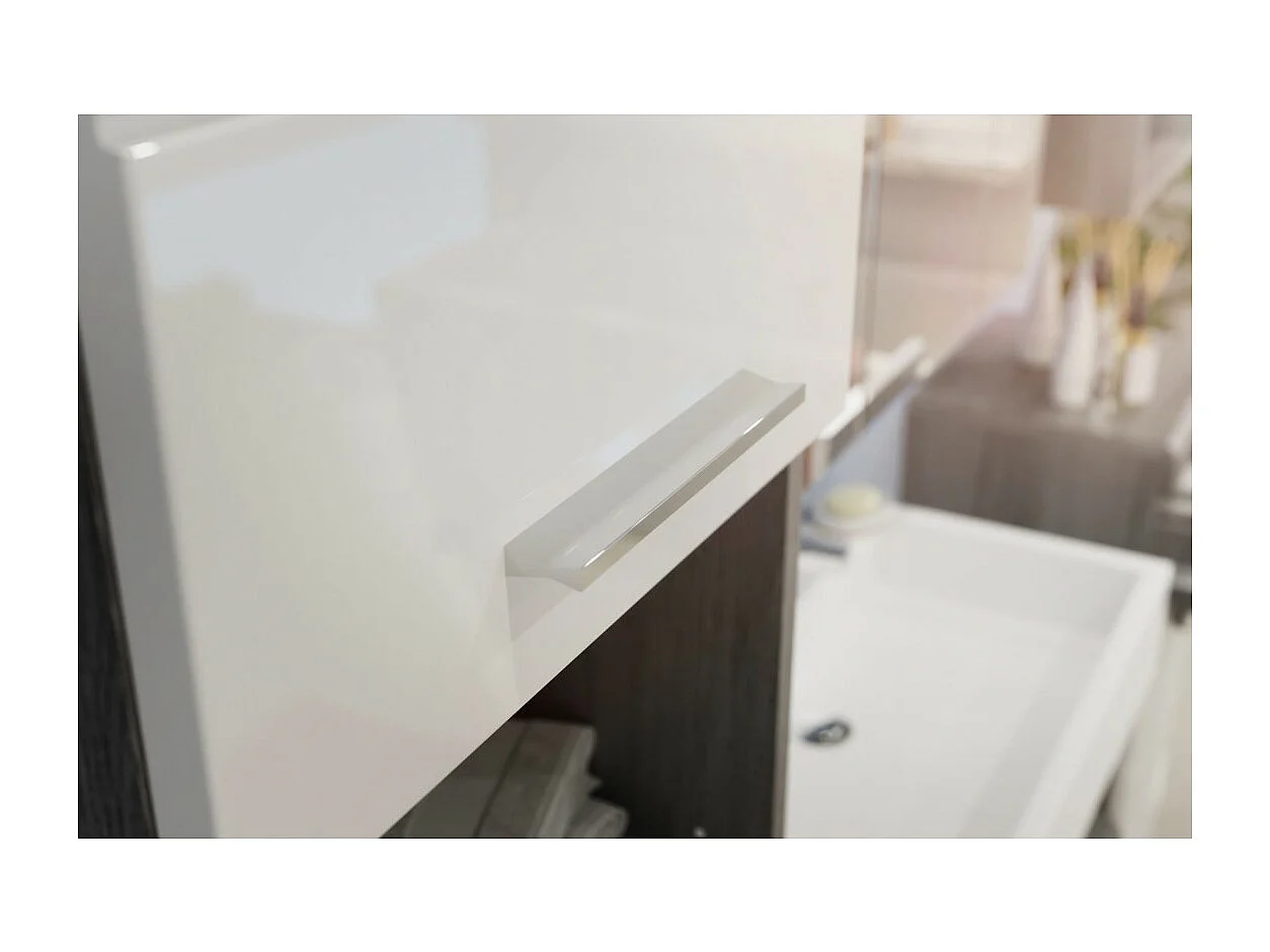 Colonne de salle de bain SCOTT – 2 portes et 1 tiroir – Gris foncé et blanc – 37x191x31 cm