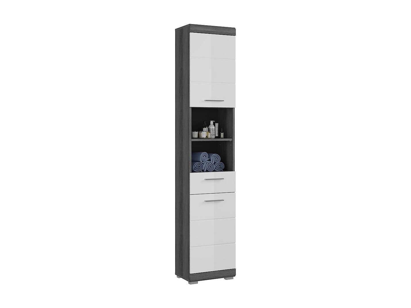 Colonne de salle de bain SCOTT – 2 portes et 1 tiroir – Gris foncé et