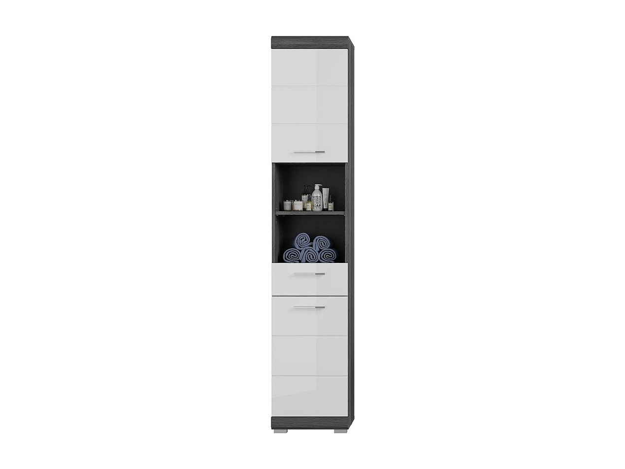 Colonne de salle de bain SCOTT – 2 portes et 1 tiroir – Gris foncé et