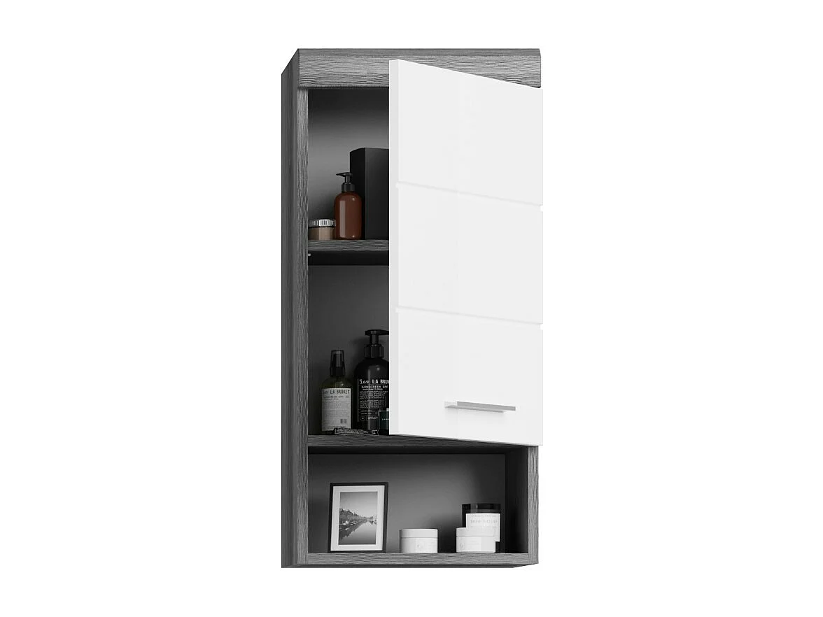 Demi-colonne de rangement SCOTT – 1 porte – Gris foncé et blanc – 37x79x24 cm