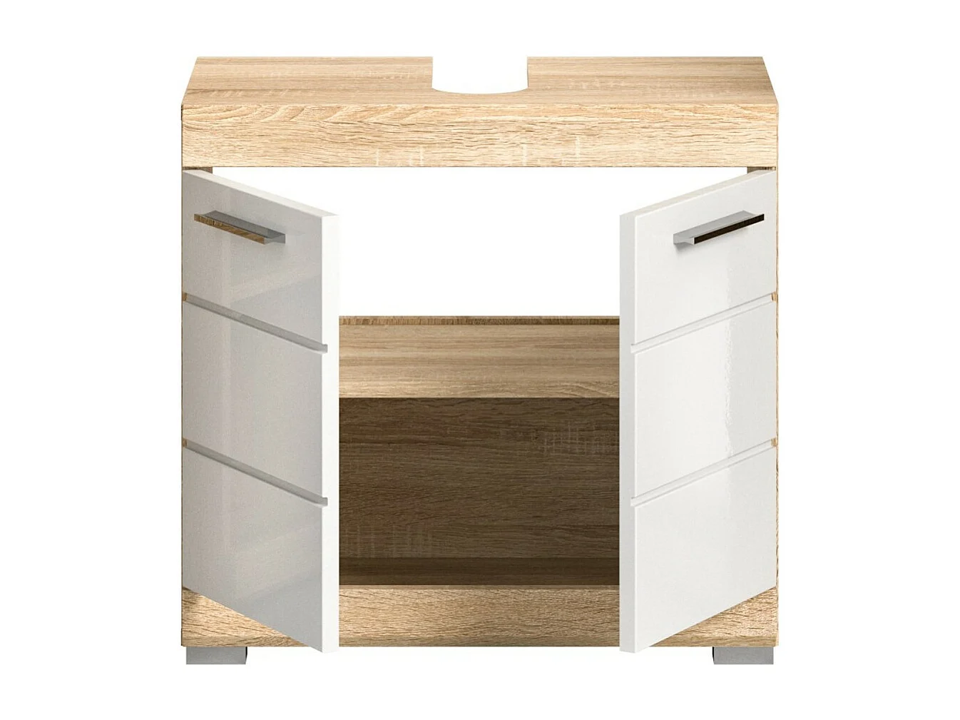 Meuble sous vasque RIDLEY – 2 portes – Blanc et chêne clair