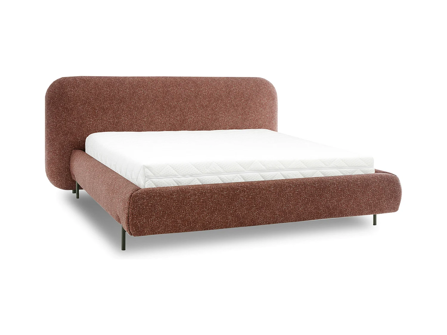 Lit coffre Booby prestige – Velours moderne et rangement optimisé-Couleur Rouge tomette-180x200