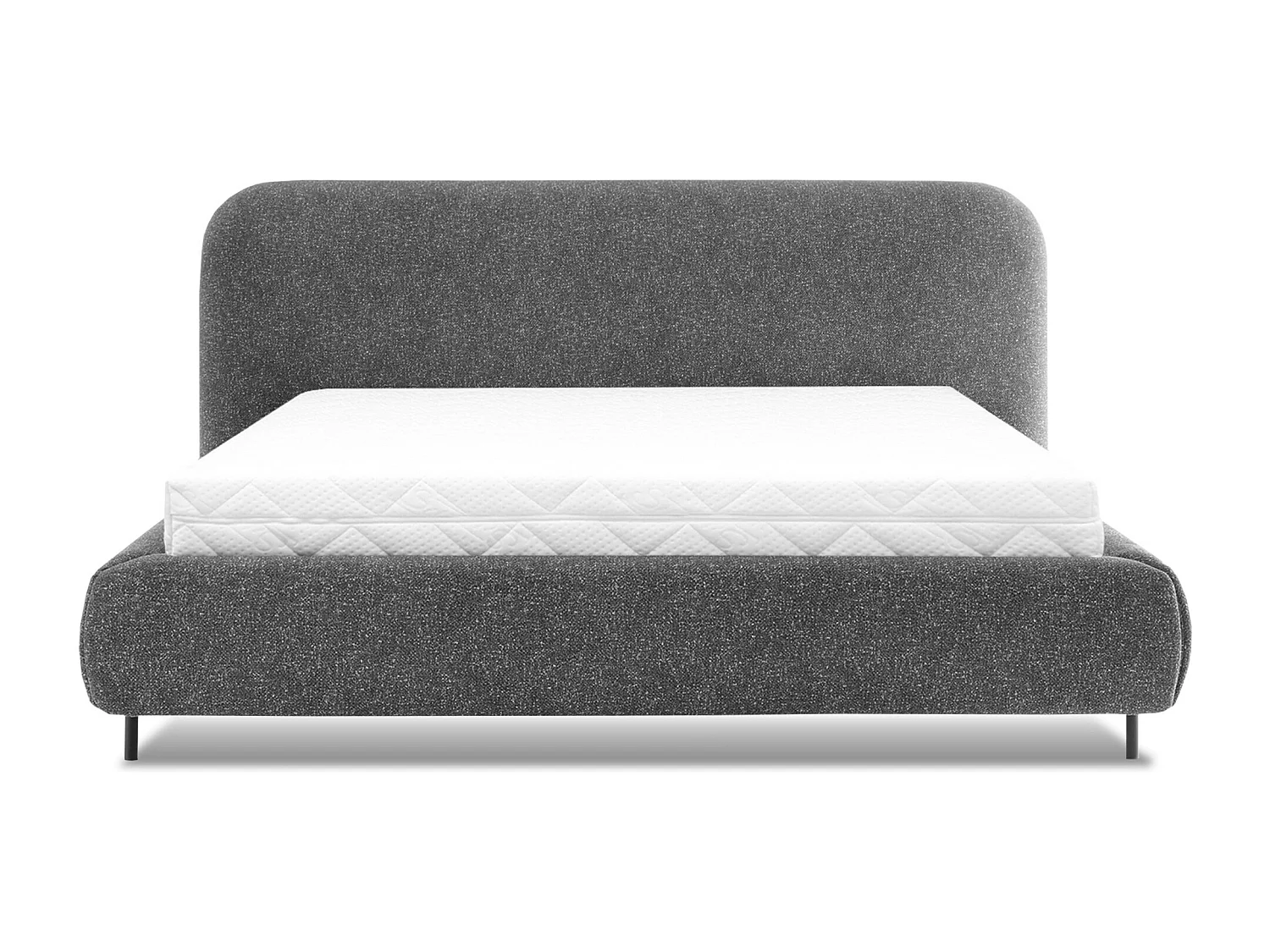 Lit coffre Booby prestige – Velours moderne et rangement optimisé-Couleur Gris chiné-140x200