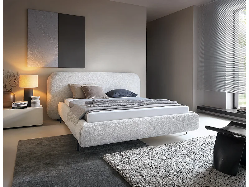 Letto Croft L (180x200)/Tessuto/Bianco