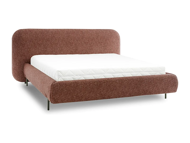 Booby prestige opbergbed – Modern fluweel en geoptimaliseerde opbergruimte-Kleur Tomette rood-Slapen 140x200cm