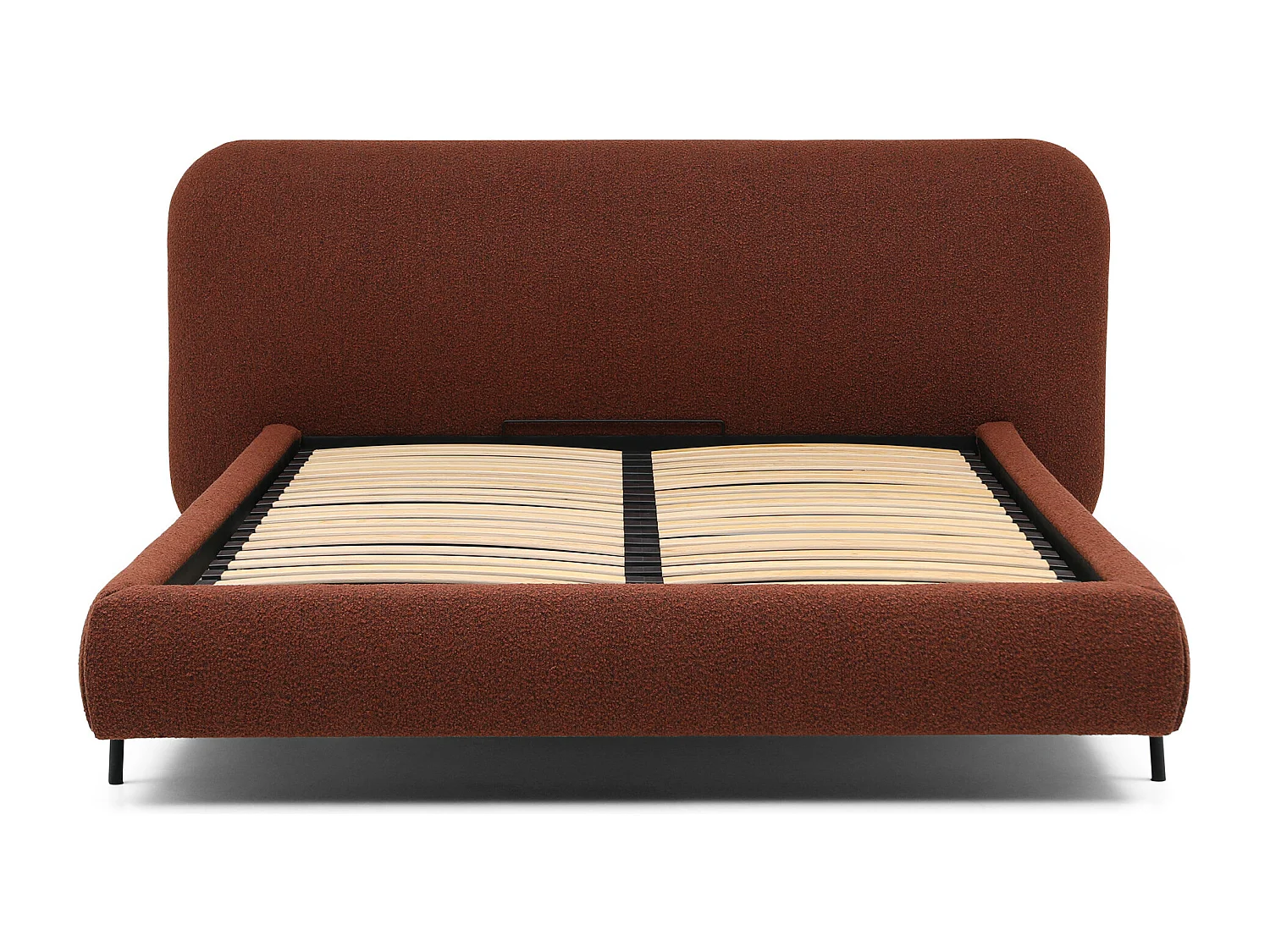 Lit coffre Booby prestige – Velours moderne et rangement optimisé-Couleur Rouge tomette-140x200