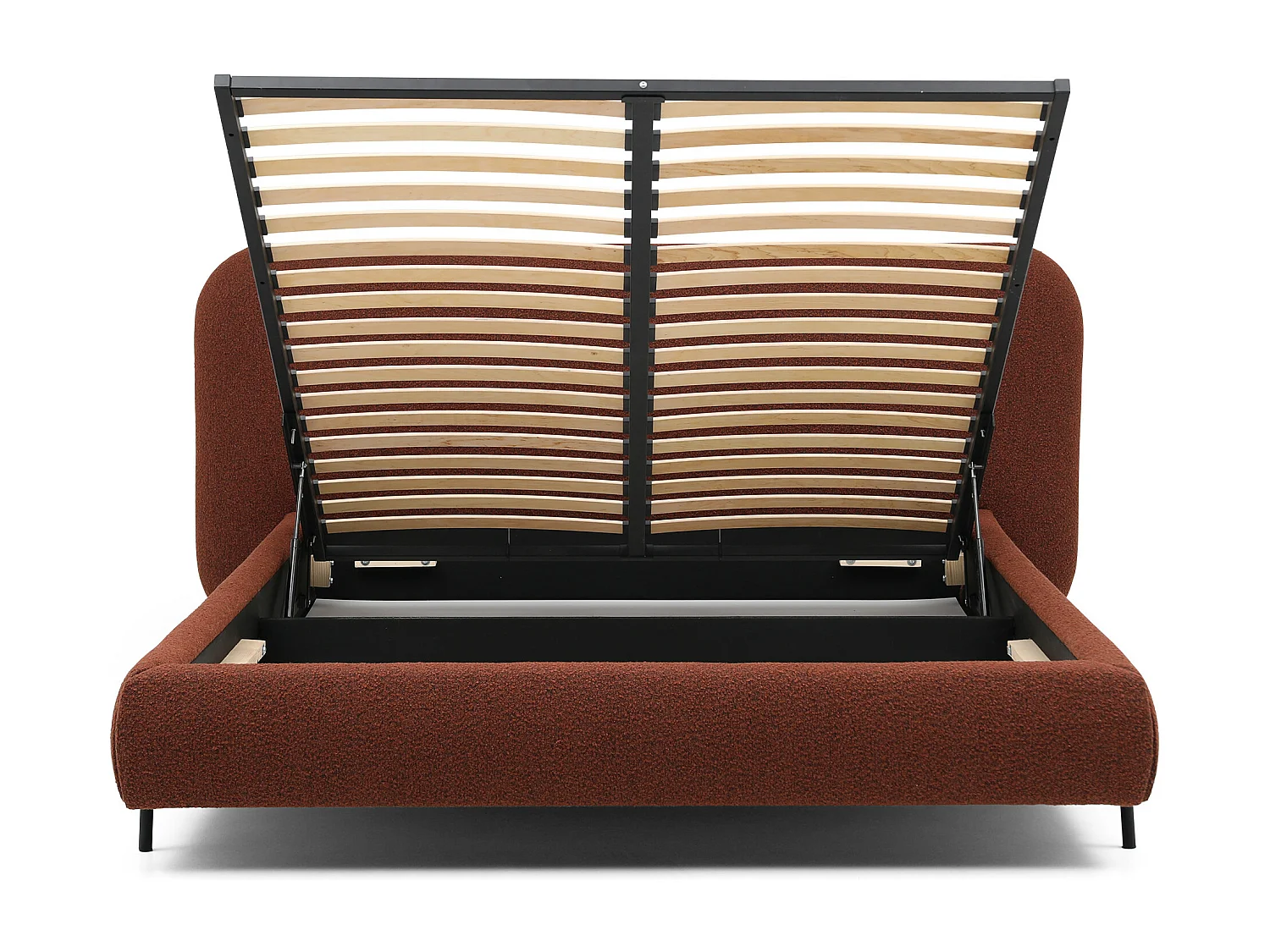 Lit coffre Booby prestige – Velours moderne et rangement optimisé-Couleur Rouge tomette-140x200