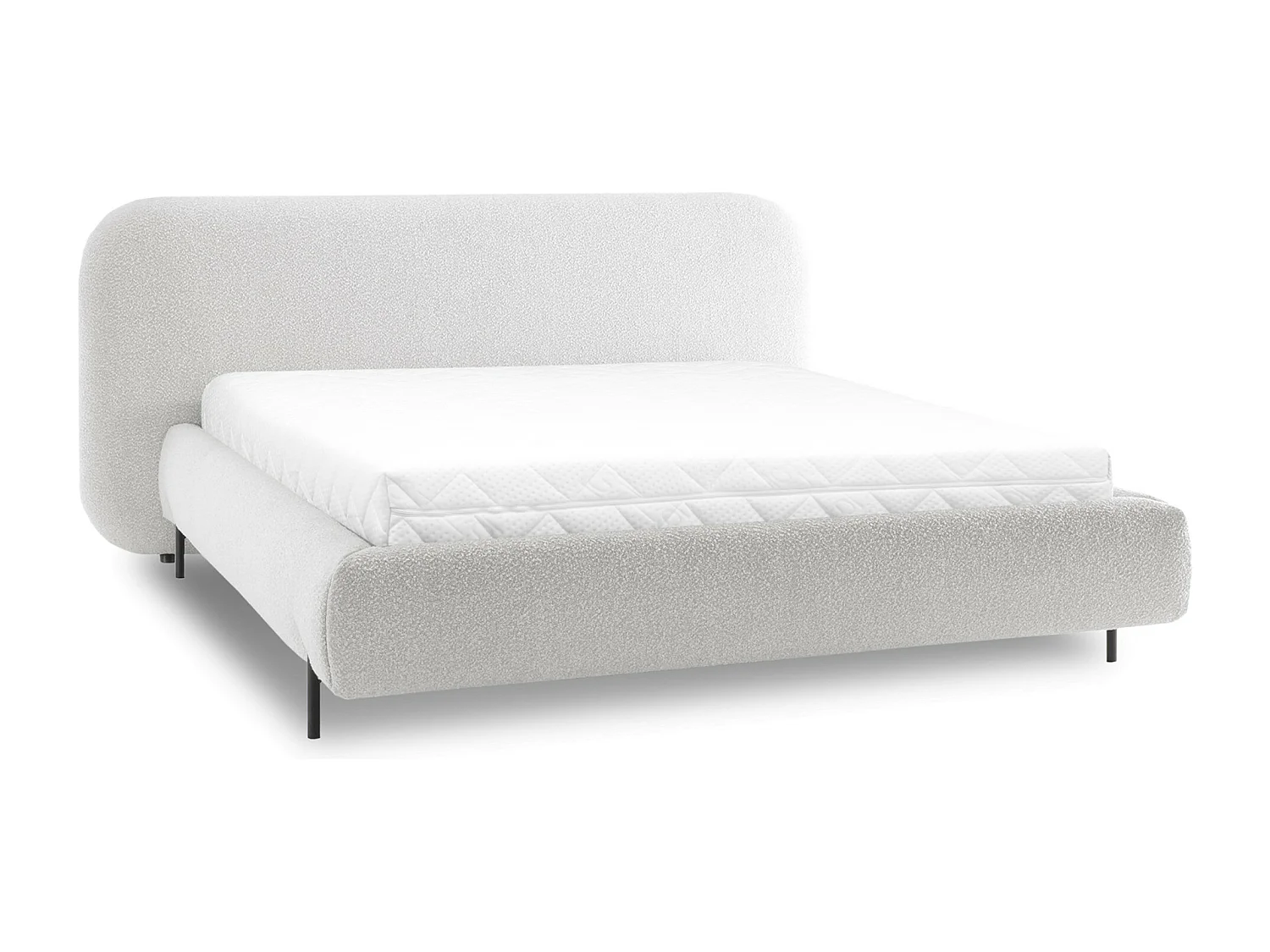 Lit coffre Booby prestige – Velours moderne et rangement optimisé-Couleur Crème-140x200