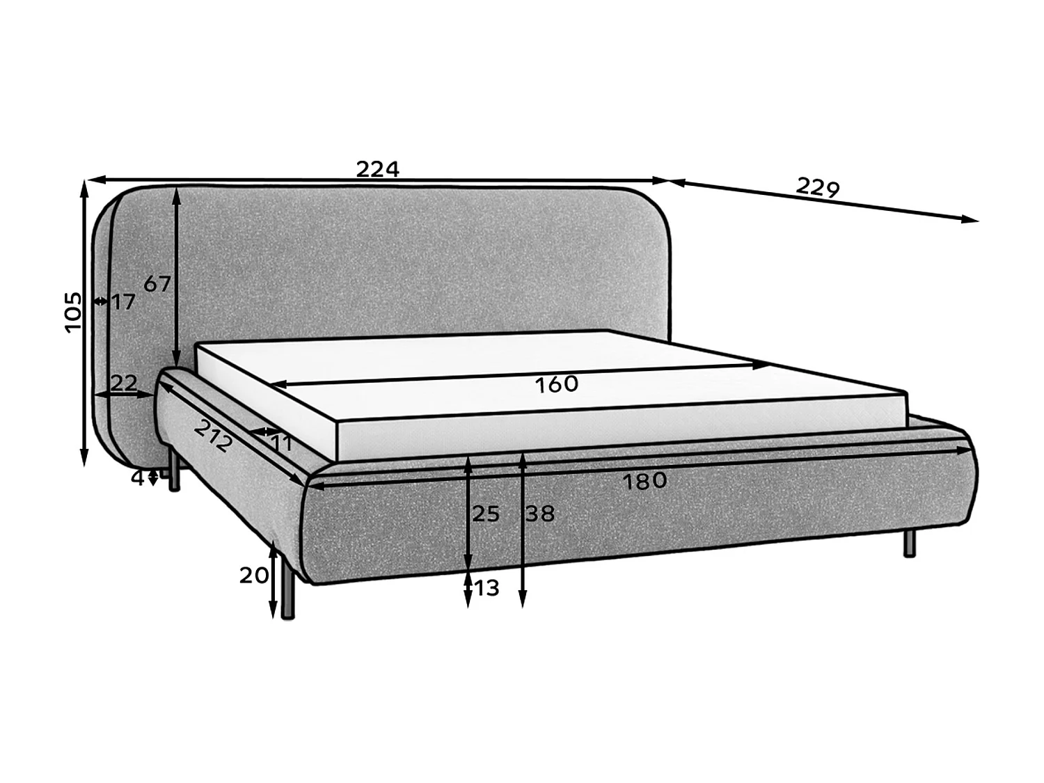 Cama com arrumação com base Tobias azul 160x200
