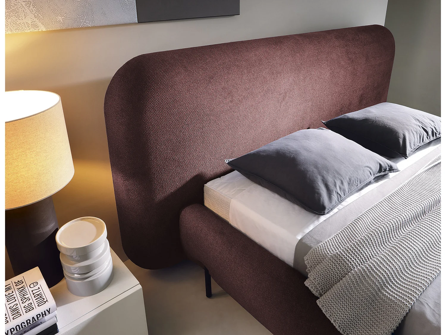 Bett Croft S (140x200)/StoffbezugBordeaux