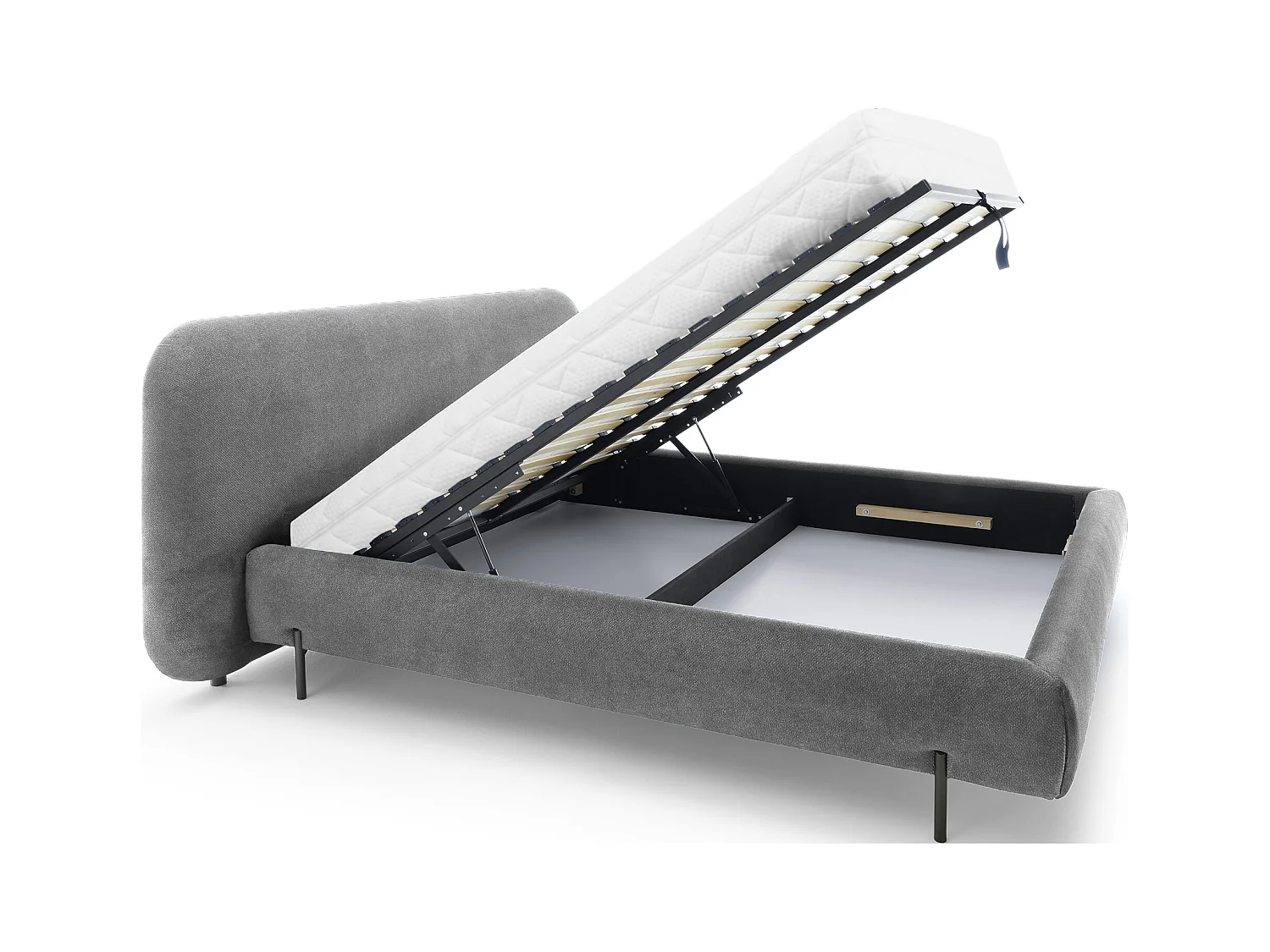 Booby prestige opbergbed – Modern fluweel en geoptimaliseerde opbergruimte-Kleur Donkergrijs-Slapen 160x200cm