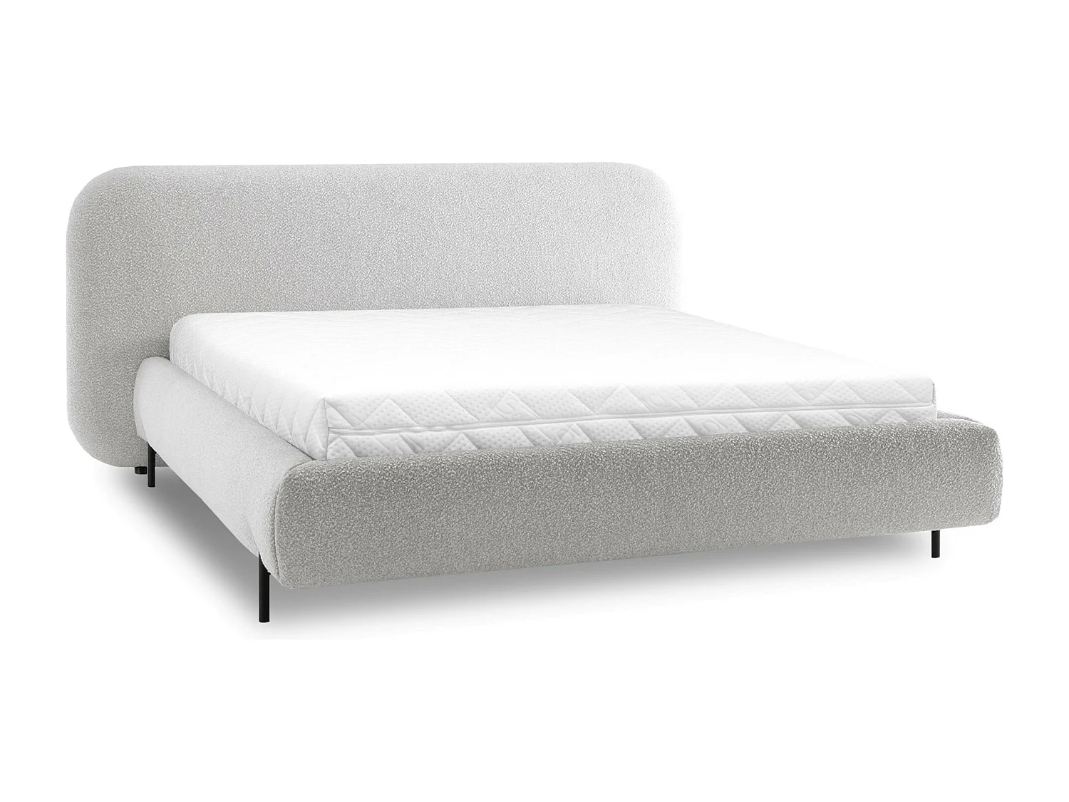 Lit coffre Booby prestige – Velours moderne et rangement optimisé-Couleur Gris clair-160x200