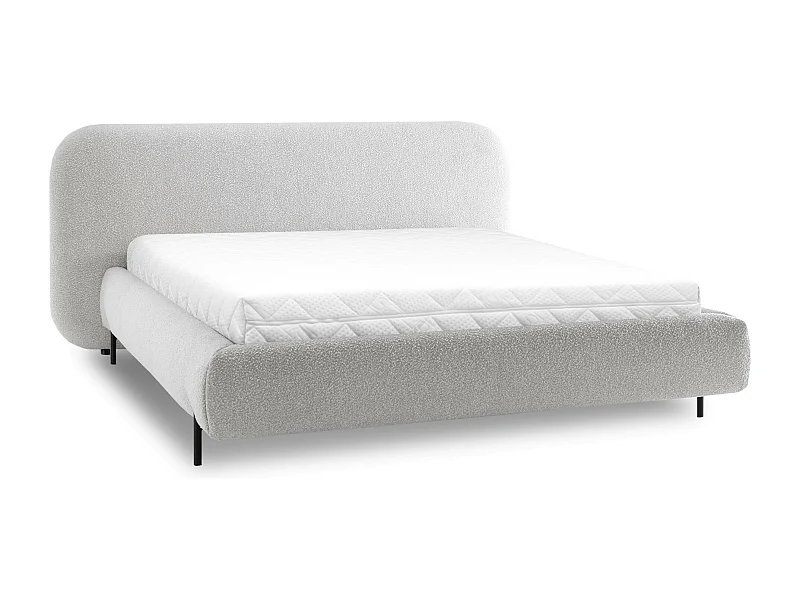 Lit coffre Booby prestige – Velours moderne et rangement optimisé-Couleur Gris clair-160x200