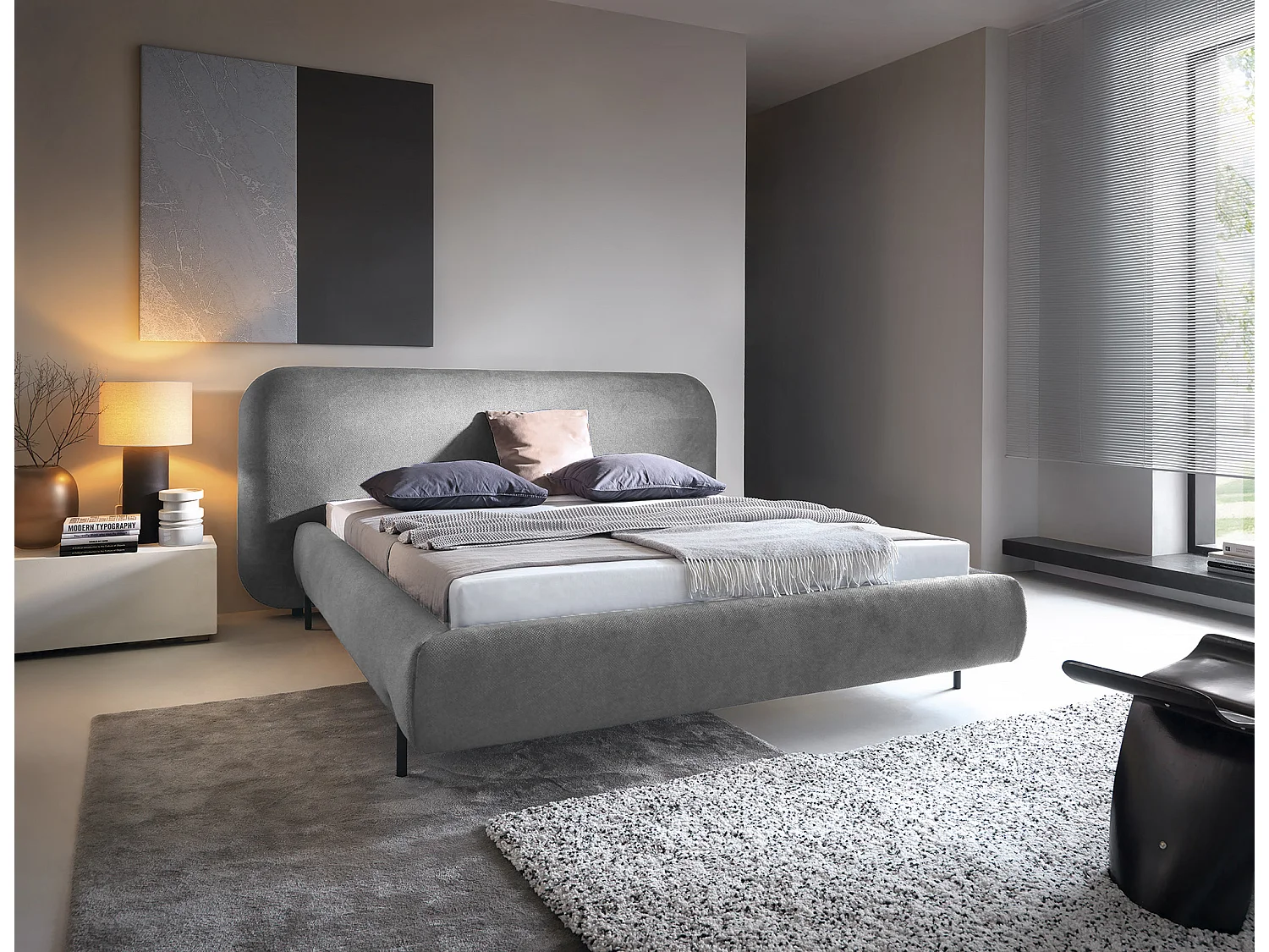 Booby prestige opbergbed – Modern fluweel en geoptimaliseerde opbergruimte-Kleur Donkergrijs-Slapen 180x200cm