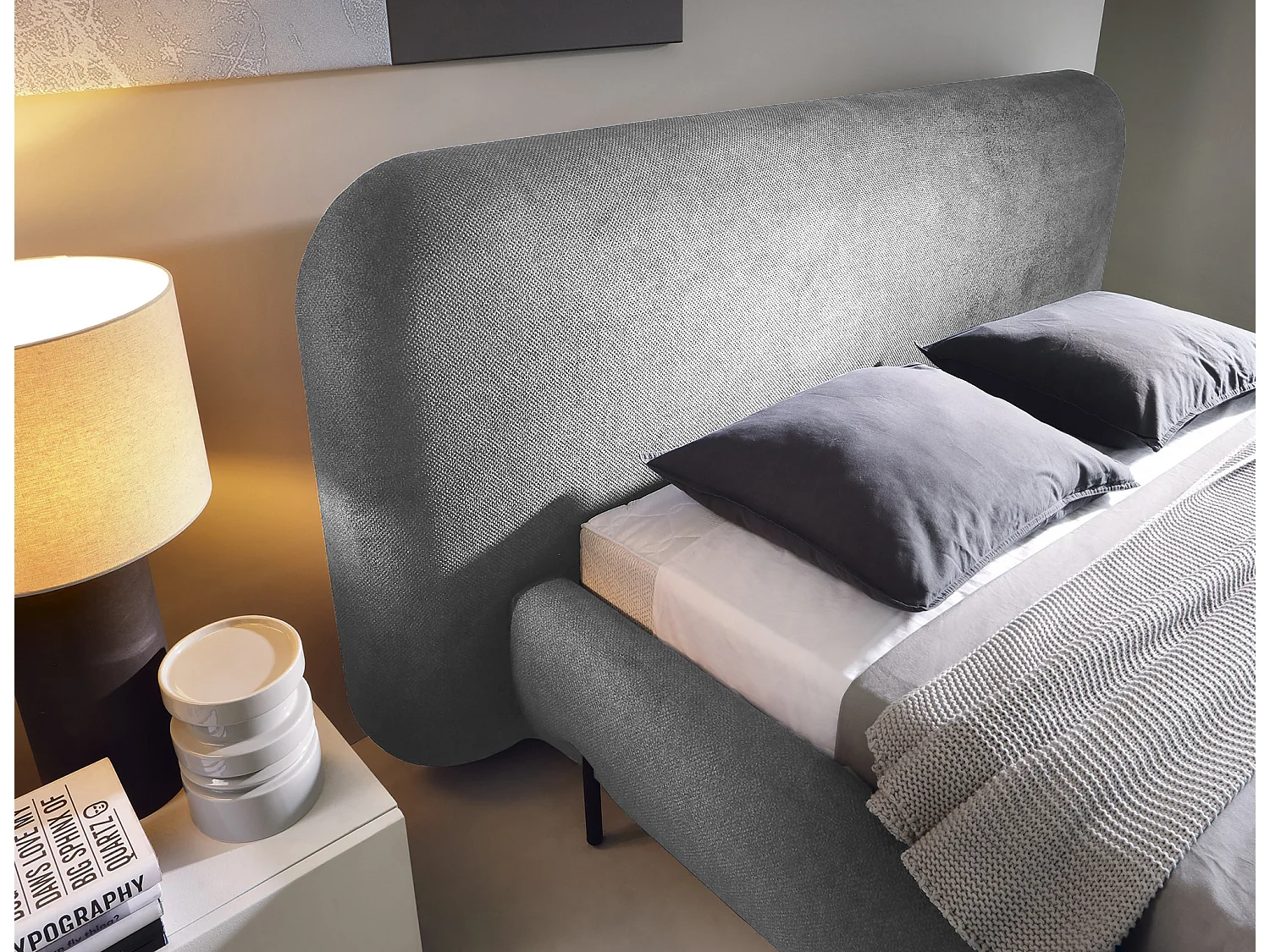 Booby prestige opbergbed – Modern fluweel en geoptimaliseerde opbergruimte-Kleur Donkergrijs-Slapen 180x200cm