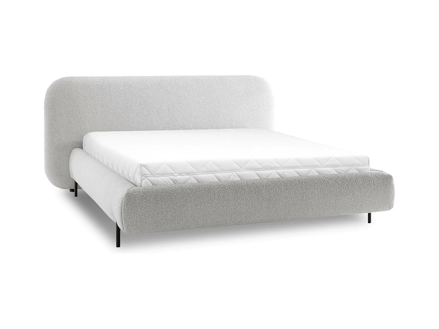 Lit coffre Booby prestige – Velours moderne et rangement optimisé-Couleur Gris clair-180x200
