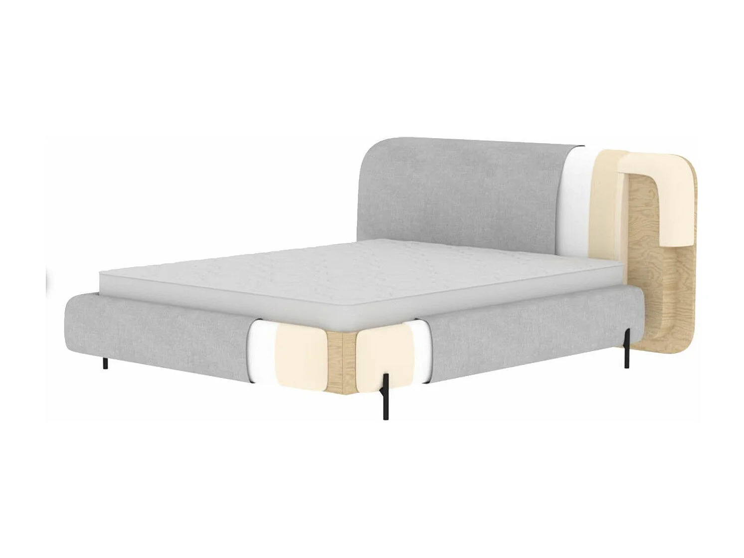 Lit coffre Booby prestige – Velours moderne et rangement optimisé-Couleur Crème-160x200