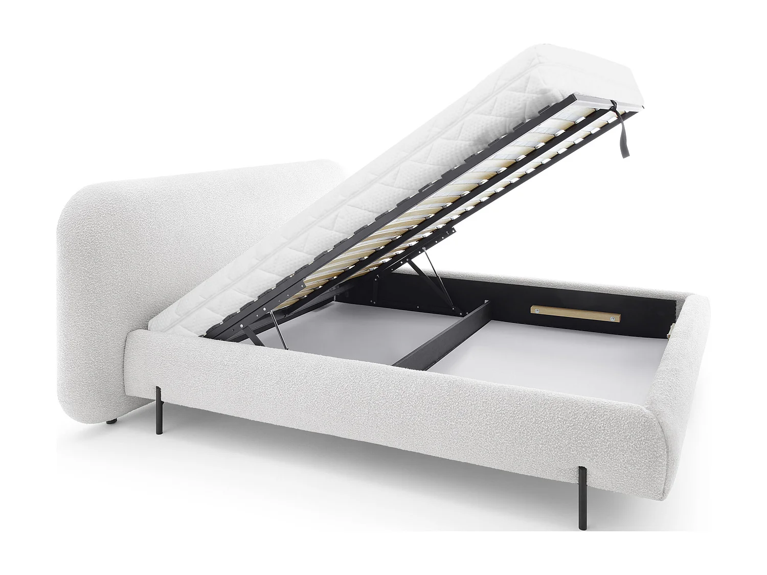 Lit coffre Booby prestige – Velours moderne et rangement optimisé-Couleur Crème-160x200