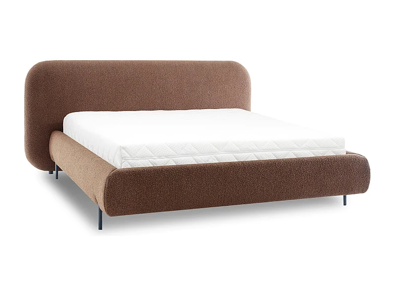 Lit coffre Booby prestige – Velours moderne et rangement optimisé-Couleur Marron-160x200