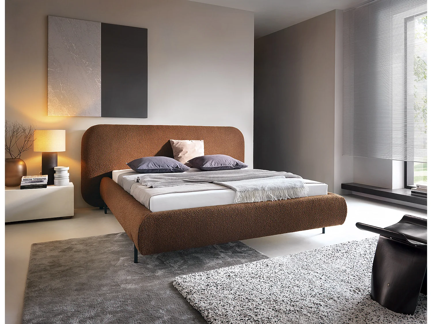 Letto Croft M (160x200)/Tessuto/Marrone