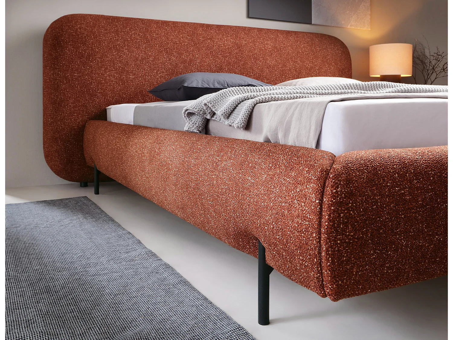 Lit Croft S (140x200)/Tissu/Bordeaux