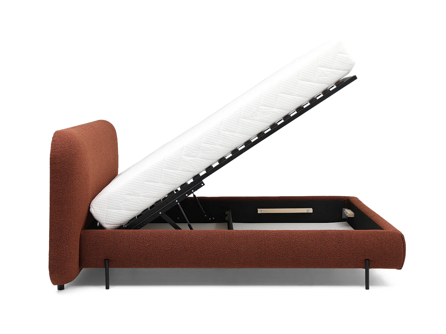 Lit Croft S (140x200)/Tissu/Bordeaux