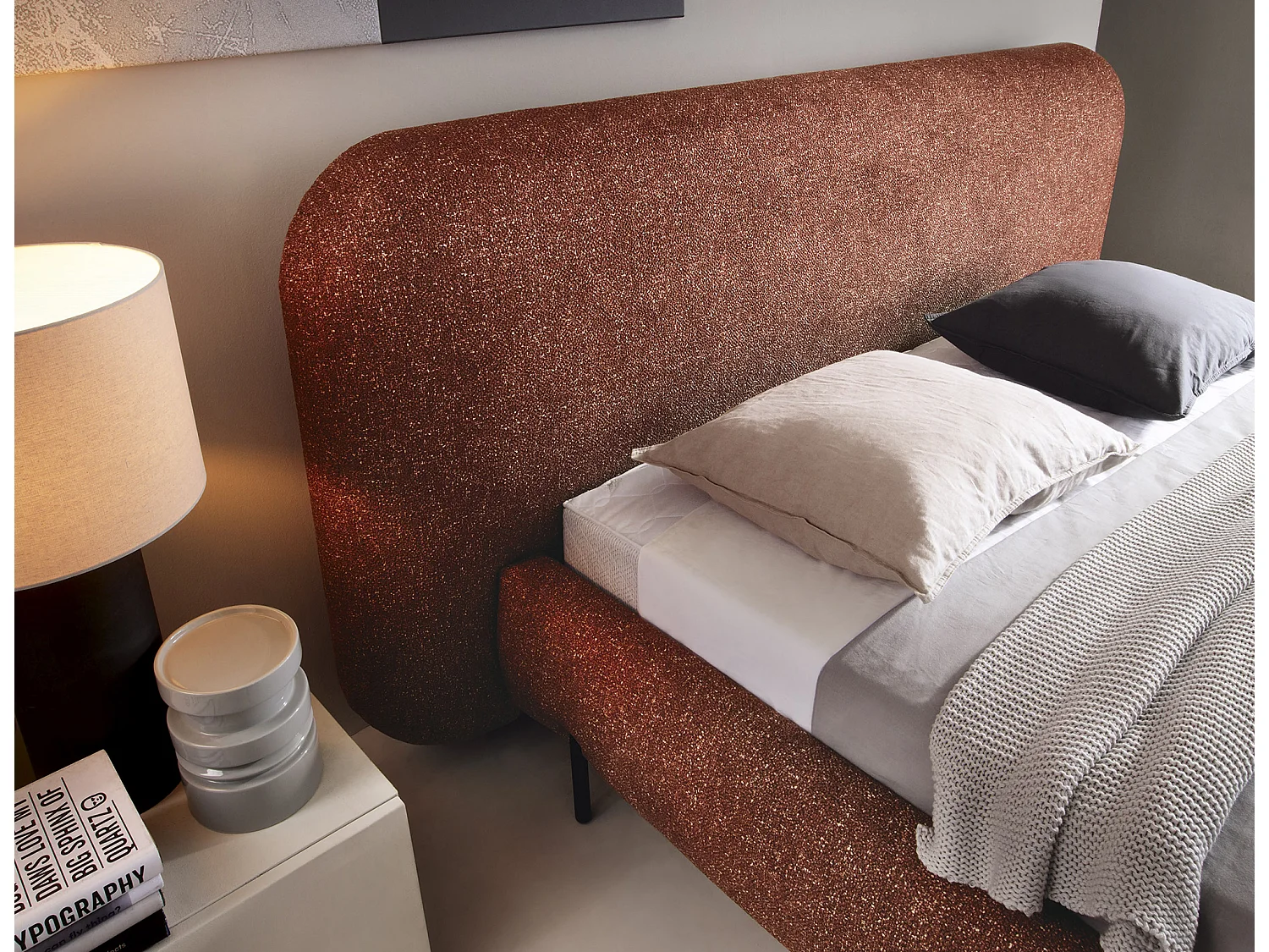 Letto Croft S (140x200)/Tessuto/Bordeaux