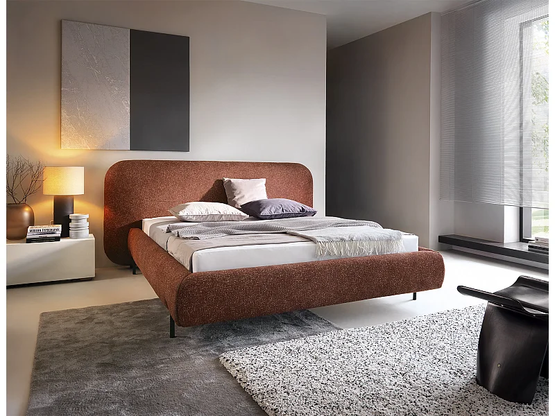 Letto Croft S (140x200)/Tessuto/Bordeaux