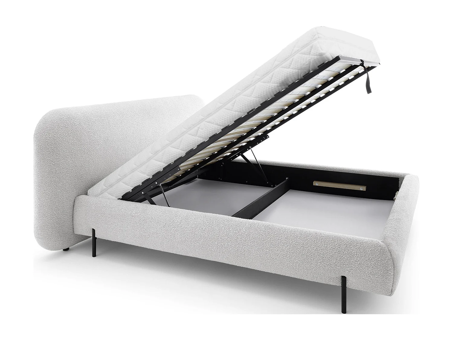 Lit coffre Booby prestige – Velours moderne et rangement optimisé-Couleur Gris clair-140x200