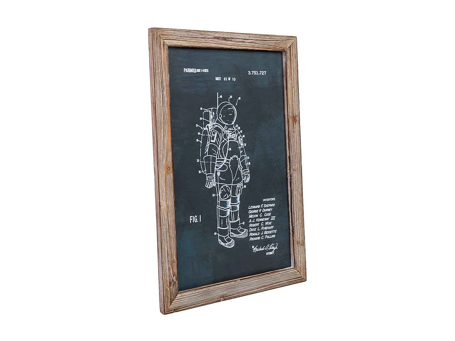 Rahmen aus Holz und bedrucktem Stoff