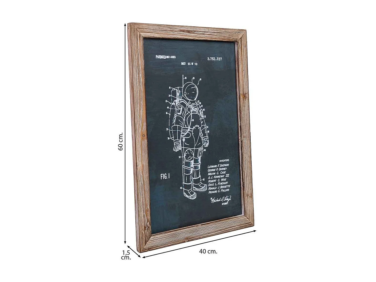 Rahmen aus Holz und bedrucktem Stoff