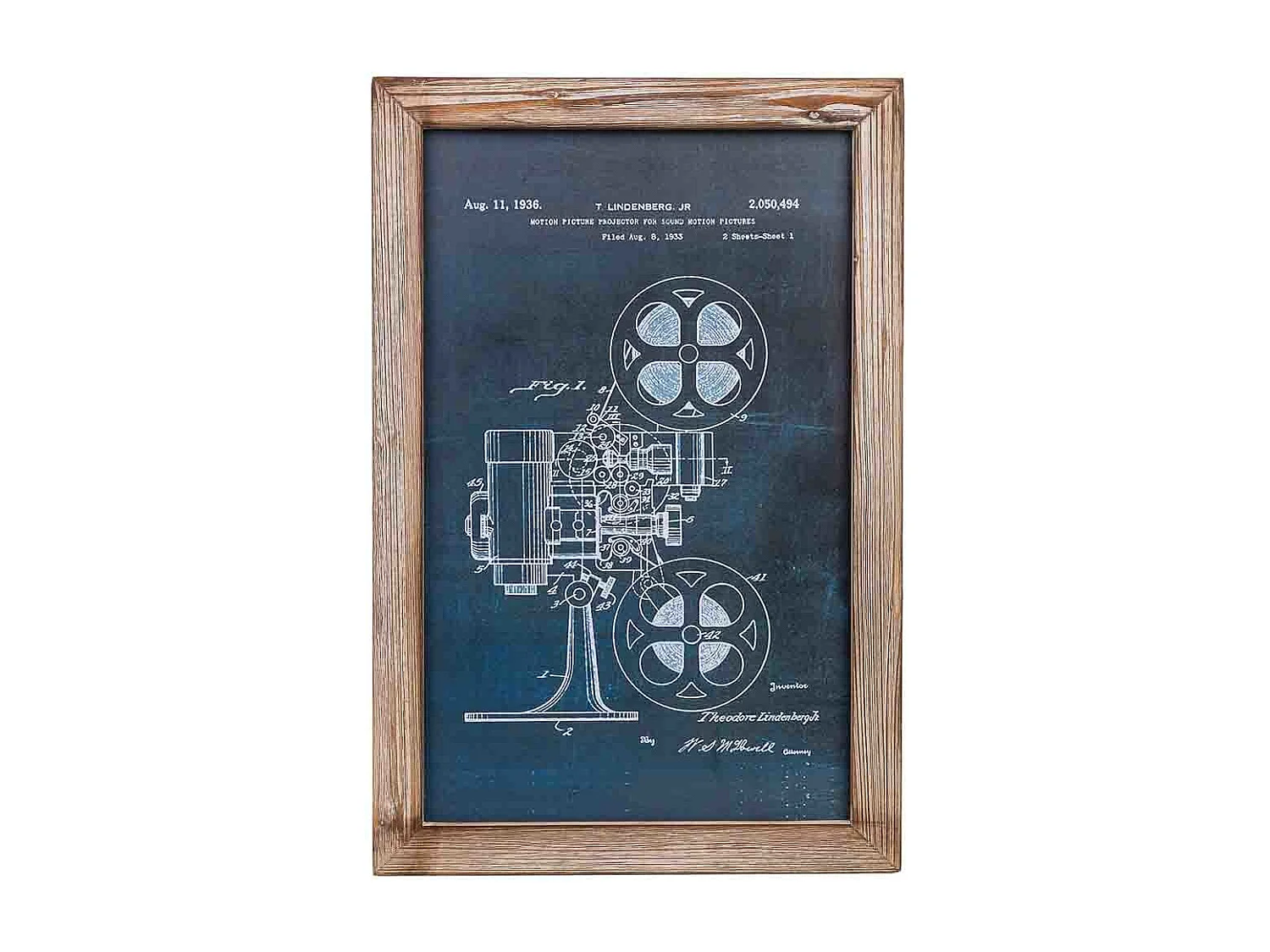Rahmen aus Holz und bedrucktem Stoff