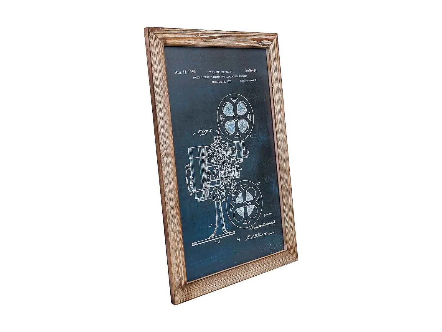 Rahmen aus Holz und bedrucktem Stoff