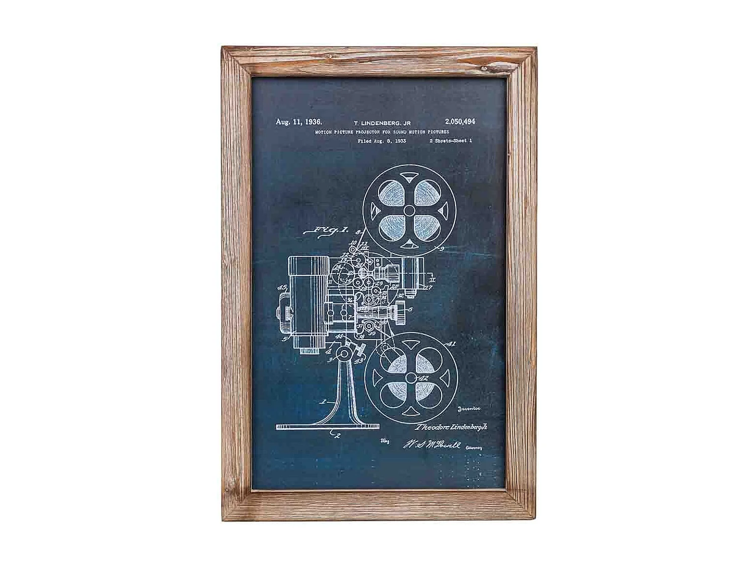 Rahmen aus Holz und bedrucktem Stoff