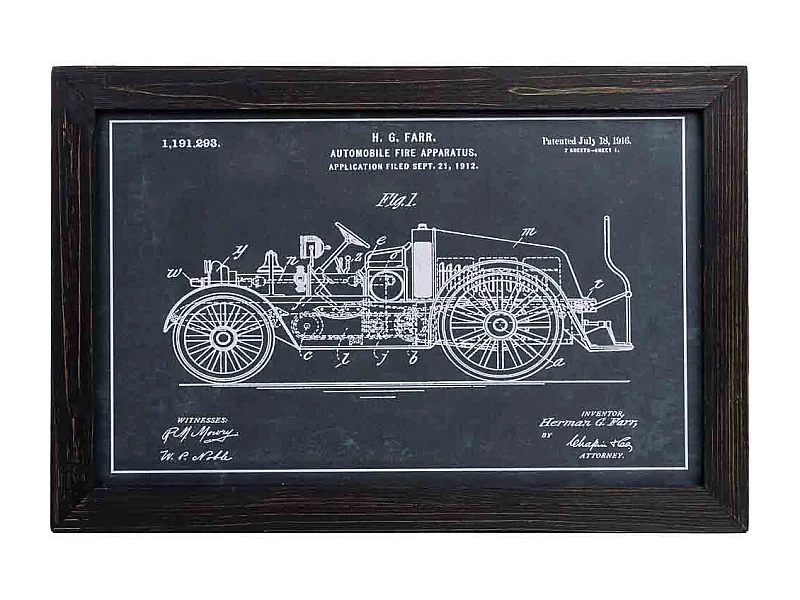 Rahmen aus Holz und bedrucktem Stoff