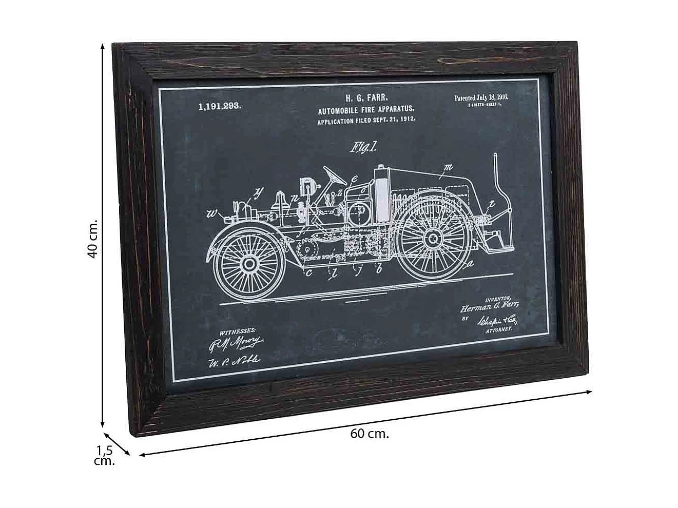 Quadro de madeira e tecido impresso