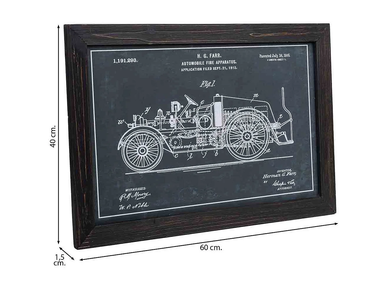 Quadro de madeira e tecido impresso