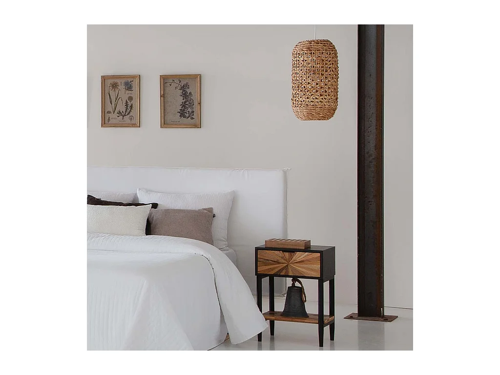Cadre en bois et tissu imprimé