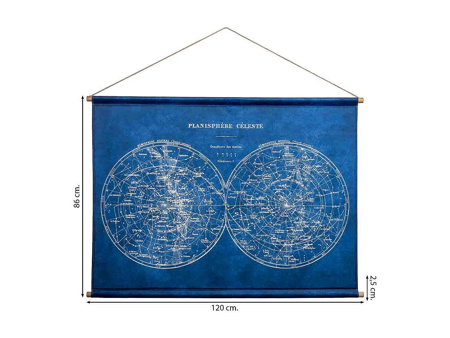 Tela pergamena tessuto stampato blu 120x86x2,5h cm