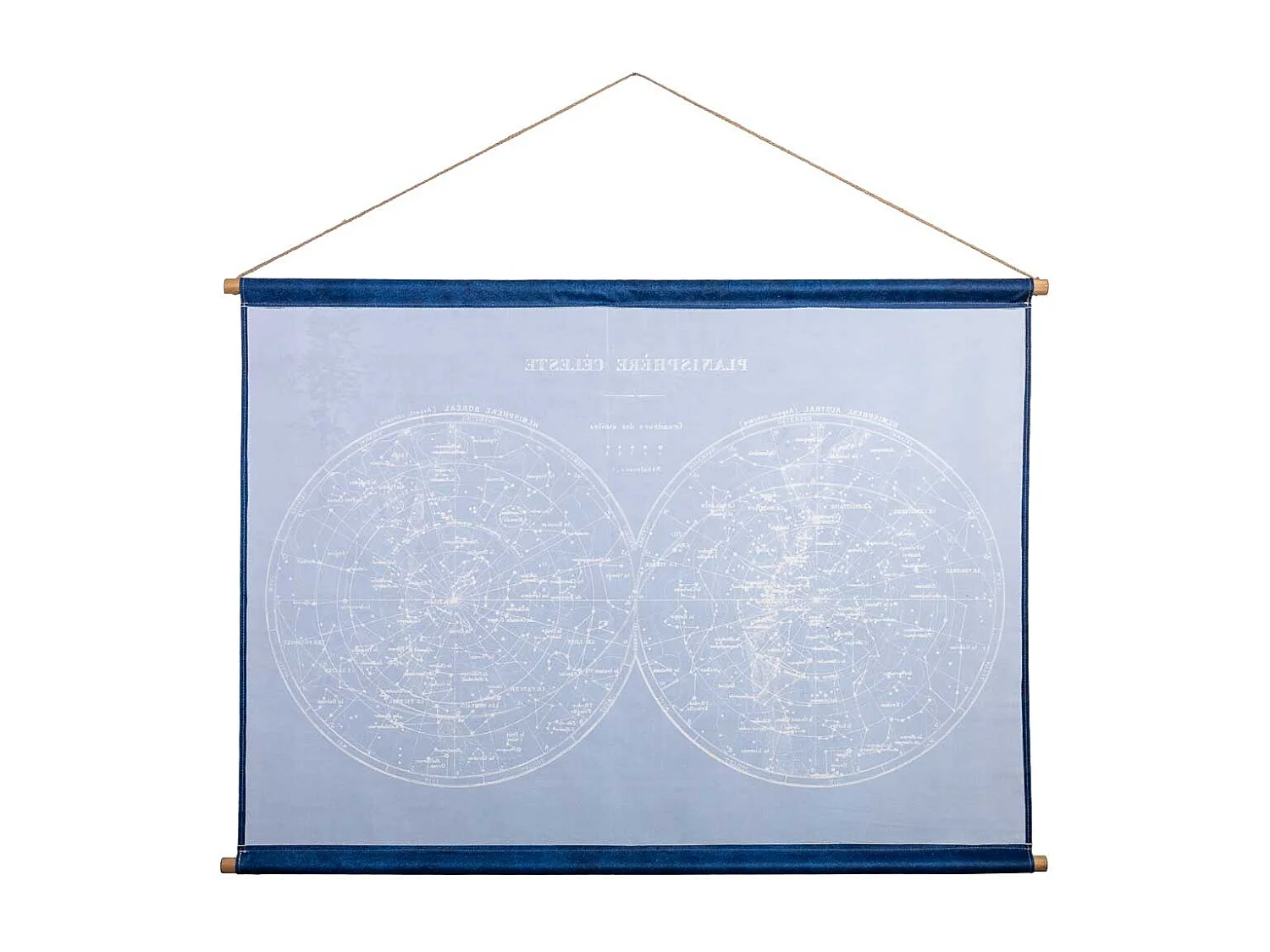 Tela pergamena tessuto stampato blu 120x86x2,5h cm