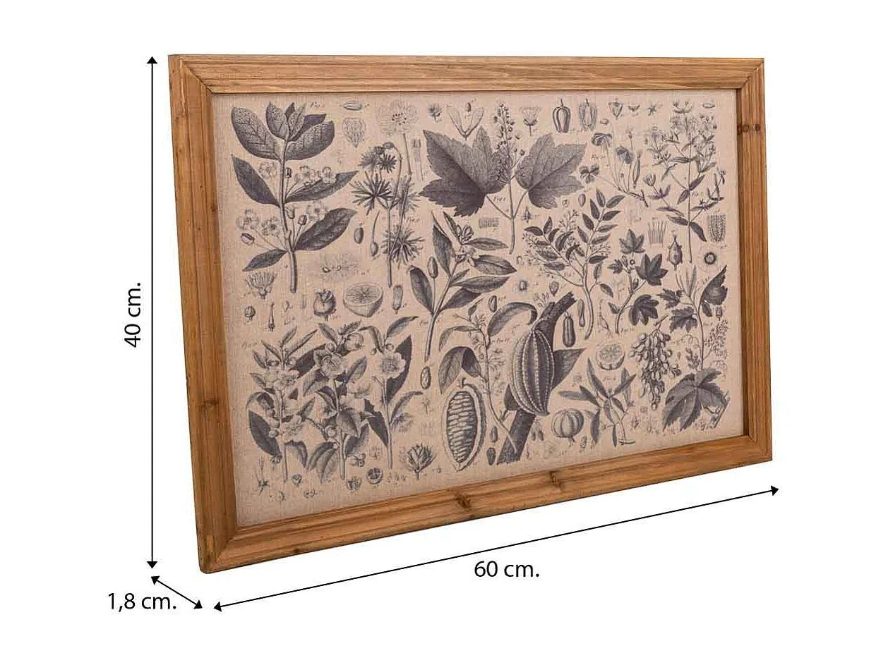 Quadro de madeira e tecido impresso