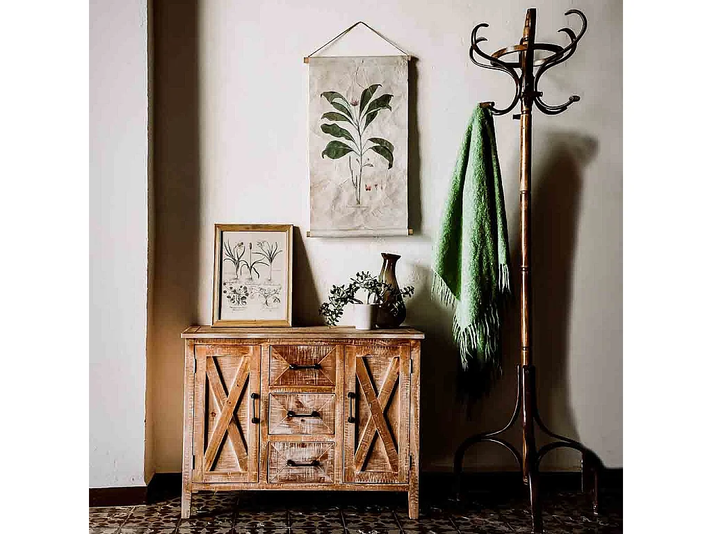 Quadro de madeira e tecido impresso