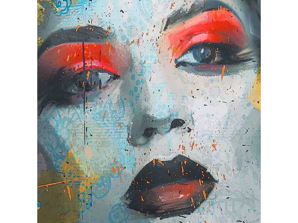 Leinwand aus bedrucktem Pergamentstoff, 125x160x1,7 cm