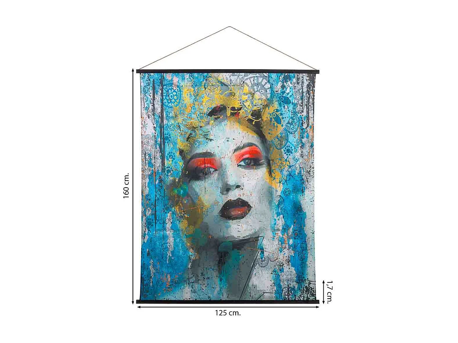 Leinwand aus bedrucktem Pergamentstoff, 125x160x1,7 cm