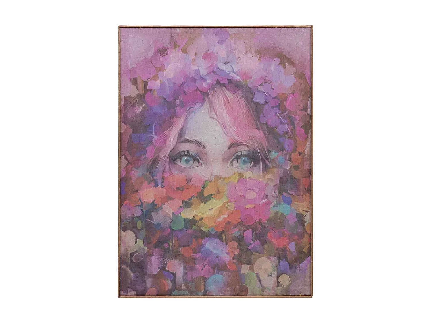 Quadro de madeira e tecido impresso