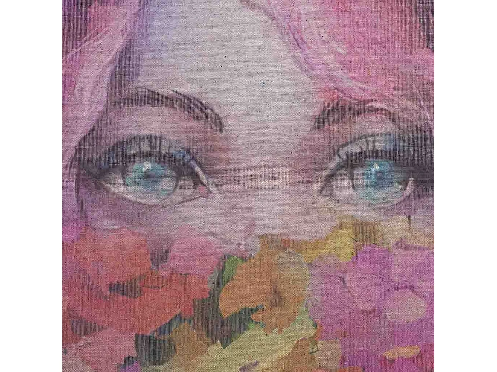 Quadro de madeira e tecido impresso