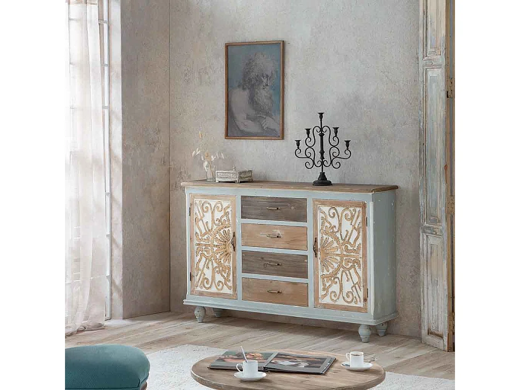 Quadro de madeira e tecido impresso